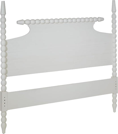 OSP Home Furnishings Spindle Design Cottage Style Headboard, 63.5 x 58.75 inches, Sandcastle Antique White Finish, Queen Size