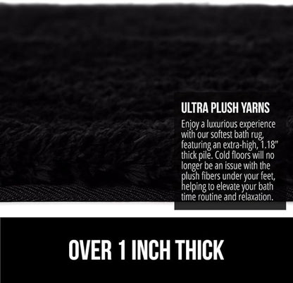 GORILLA GRIP Bathroom Rugs, 60x24, Ultra Soft Absorbent Mat, Thick Plush Bath Rug, Machine Washable, Microfiber Quick Dry, Mats for Shower, Bathtub and Floor, Home Decor Accessories, Black
