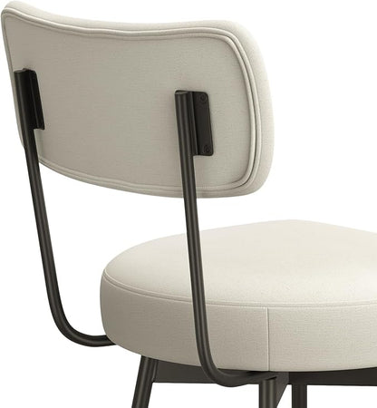 SIMPLIHOME Giselle Swivel Bar Stools (Set of 2) - 29 inch Seat Height Upholstered Metal Chairs in Natural Polyester Linen, Contemporary Seating for Kitchen or Bar with Cushioned Seat and Back