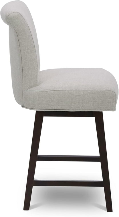 CHITA 26 Inch Counter Height Swivel Bar Stools Set of 2, FSC Certified Modern Upholstered Swivel Barstool Chairs with Back, Fabric in Linen