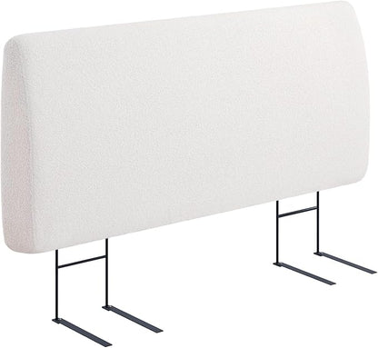 4.7" Upholstered Headboard for Queen Size Bed, Height Adjustable and Ergonomic Headboard, Easy Assemble, Sturdy and Durable, Teddy Velvet, Beige