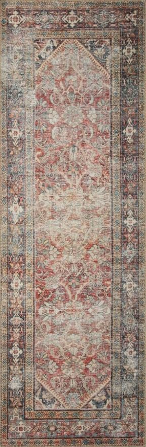 Loloi Amber Lewis Georgie Collection GER-01 Red/Navy 2'-6" x 9'-6", .19" Pile Height, Runner Rug