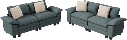 PHI VILLA Cloud Modular Couches Sets, 2 Pieces Sectional Loveseat Sofa Set, 4-Seater Comfy Couch for Living Room Apartment, Chenille Fabric, Dark Cyan