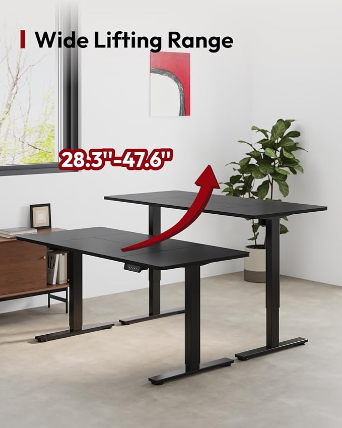 SANODESK Standing Desk Height Adjustable Electric Stand up Desk 71x32 Inches Sit Stand Home Office Desk with Splice Board, Black Frame/Black Top