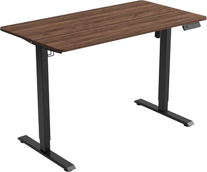 FEZIBO One-Piece Standing Desk Adjustable Height Stand up Home Office Desk, 48x24 Inch Electric Standing Computer Desk, with 4 Memory Presets, Headphone Hook, Black Walnut