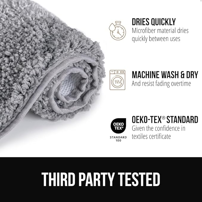 GORILLA GRIP Ultra Soft Plush Bathroom Rugs with Textured Rubber Backing, 34 x 24 Absorbent Quick Dry Bath Mat, Machine Washable Shower Mats, Home Décor Accessories Bathmat Rug Essentials, Ivory