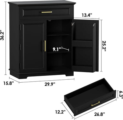 Kitchen Storage Cabinet with Drawer, Buffet Cabinet with Storable Door, Modern Floor Sideboard, for Living Room, Entryway,Black