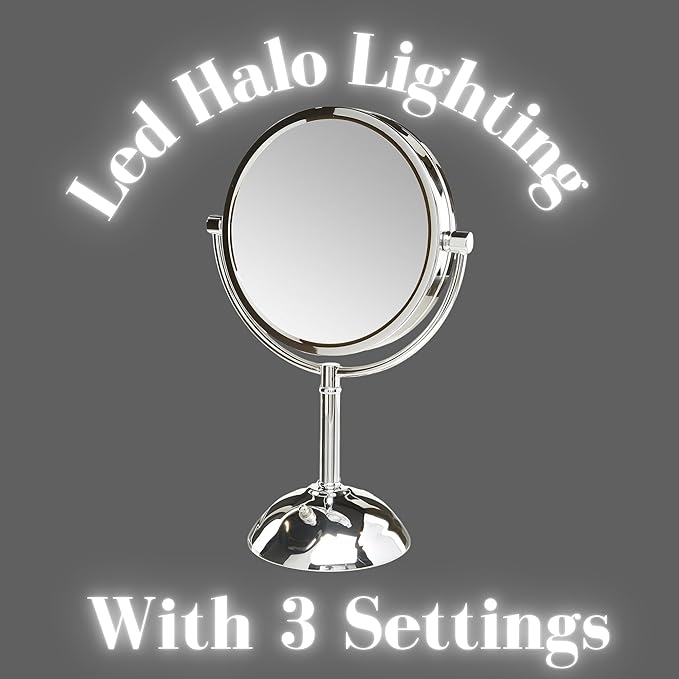 JERDON Lighted Makeup Mirror with Magnification - 1X and 8X Magnification - Chrome Finish - Model HL8808CL