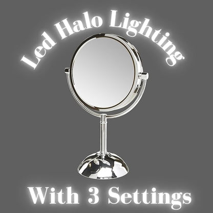 JERDON Lighted Makeup Mirror with Magnification - 1X and 8X Magnification - Chrome Finish - Model HL8808CL