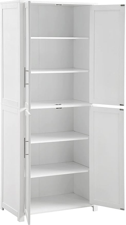 Crosley Furniture Savannah Tall Pantry Storage Cabinet with Shelves, Kitchen, Dining, or Laundry Room, White