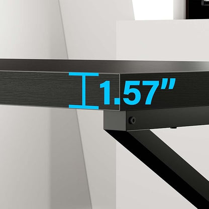 HSH Black Desk, Modern Industrial Home Office Computer Desk, Laptop PC Desk for Student Work Writing Study Gaming, Simple Metal and Wooden Computer Table in Bedroom Living Room Workstation, 55 Inch