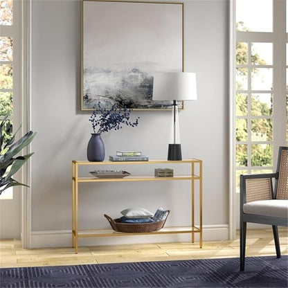 Siviline 42'' Wide Rectangular Console Table in Brass