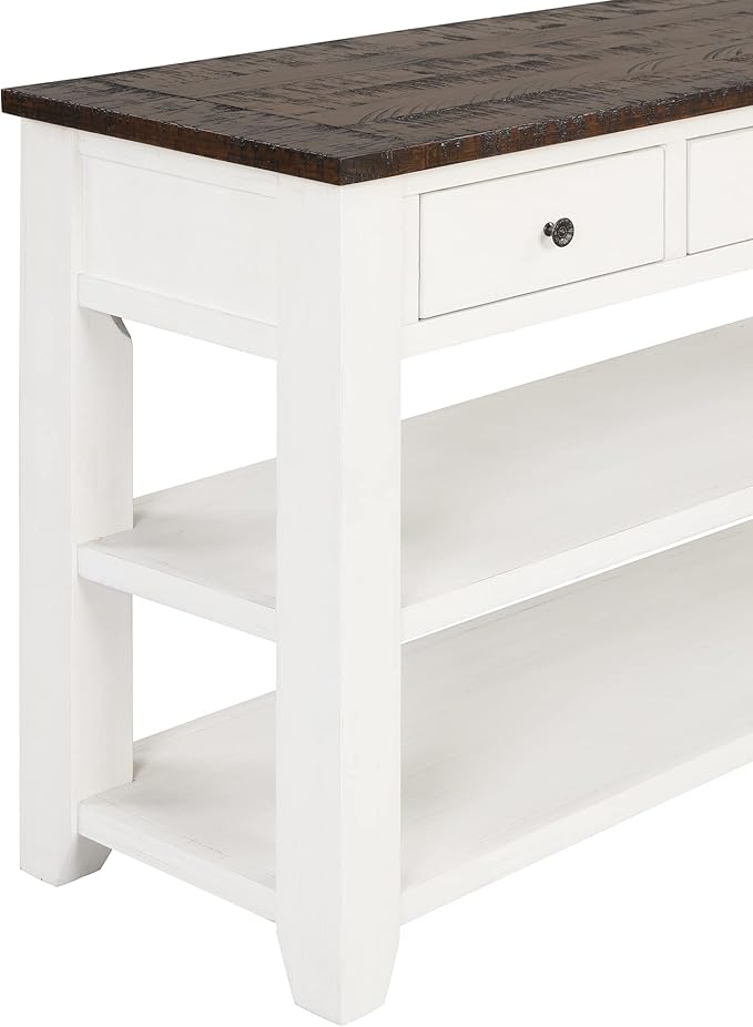 LKTART Solid Wood Console Table,Sofa Table with Storage Drawers and Bottom Shelf,Entryway Table for Entry Hallway Foyer Sofa Couch Table,Easy Assembled (48.8" Antique White)