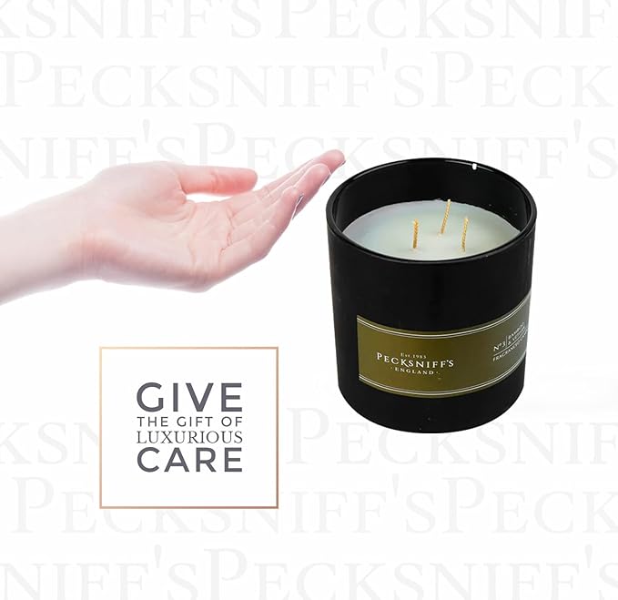 Pecksniffs Black Tall Bamboo and Vetiver Scented Candle | 3 Wicks, 283g/9.9oz