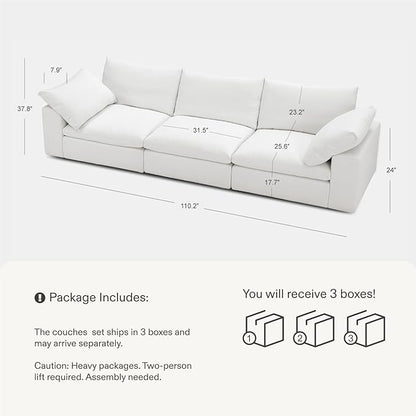Modular Sectional Sofa, 110.2" L Shaped Modern Sofa Modular Sectional Cloud Couch with Ottoman, Modern Cloud Sectional Couches for Living Room, Deep Seat Sofa with Washable Cover