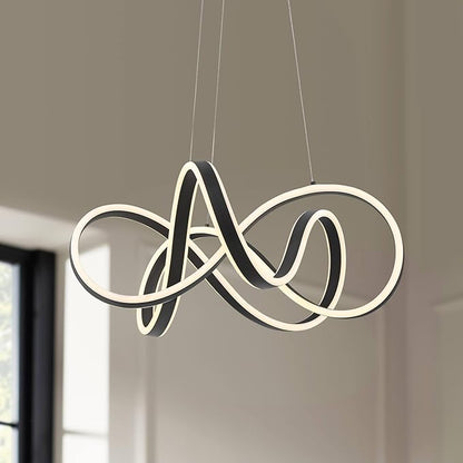 Possini Euro Design Helix Sand Black Ceiling Pendant Light 21" Wide Ultra Modern Sprial Twisted LED Light Strip Steel Metal Dining Room House Foyer Kitchen Island Entryway Home Living Room Bedroom