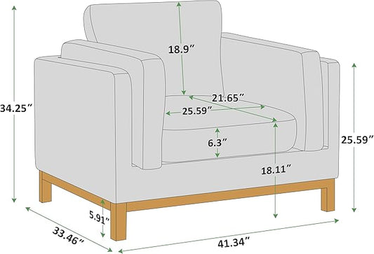 VANOMi 41.34" Oversized Accent Chair Set of 2, Chenille Armchair Living Room Chairs with Wide Armrest Pads Solid Wooden Legs, Reading Chair for Bedroom, Apartment, Office