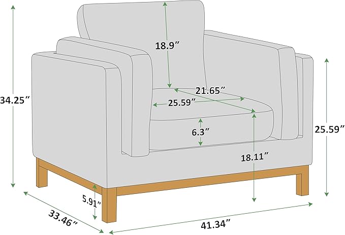 VANOMi 41.34" Oversized Accent Chair, Upholstered Armchair with Solid Wood Legs Living Room Chairs with Wide Armrest Pads, Reading Chair for Bedrooms, Apartments, Living Rooms, Offices（Dark Grey）