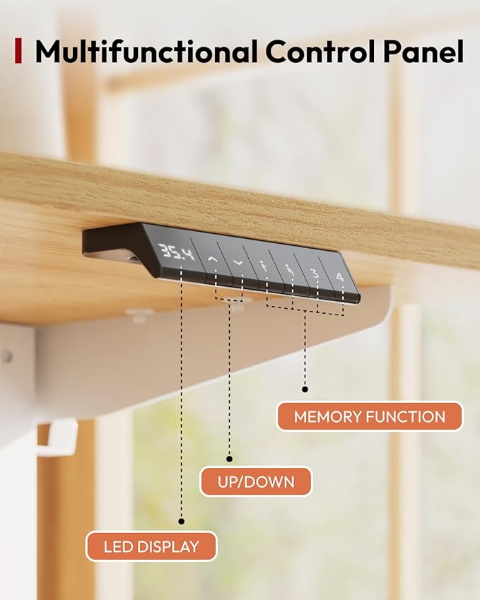 SANODESK Standing Desk Height Adjustable Electric 40x24 Inches Sit Stand Desk for Home Office with Splice Board, White Frame/Maple Top