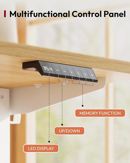 SANODESK Standing Desk Height Adjustable Electric 40x24 Inches Sit Stand Desk for Home Office with Splice Board, White Frame/Maple Top