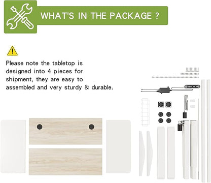 Radlove Electric Height Adjustable Standing Desk, 63x 30 Inches Stand Up Desk Workstation, Splice Board Home Office Computer Standing Table Ergonomic Desk (White+ Oak, 63x30'')