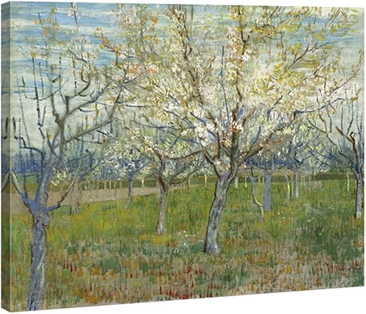 Wieco Art Large Canvas Prints Wall Art Orchard with Blossoming Apricot Trees Artwork of Van Gogh Famous Oil Paintings Reproduction Modern Classic Giclee Flowers Landscape Pictures for Home Decor
