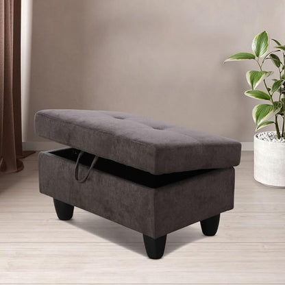 Ottoman Storage Ottoman Bench Flannel Footrest Footstool with Hinged Lid for Living Room, Bedroom, Entryway, Dark Brown, 28.5"X19"X17.5"
