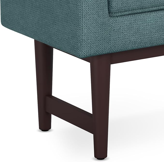 SIMPLIHOME Scott 46 inch Wide Contemporary Rectangle Ottoman Bench in Smoky Teal Linen Fabric , Assembled, For the Living Room and Bedroom