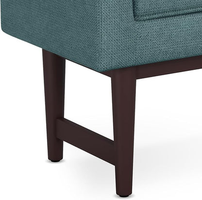 SIMPLIHOME Scott 46 inch Wide Contemporary Rectangle Ottoman Bench in Smoky Teal Linen Fabric , Assembled, For the Living Room and Bedroom