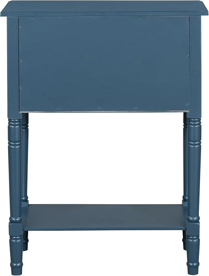 Knocbel Slim Antique Entry Console Table with 3 Drawers & Bottom Open Shelf, Solid Wood Narrow Sofa Couch Table for Entryway Hallway Living Room 23.7" W x 13" D x 31.4" H Navy Blue