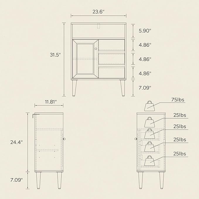 Small Bathroom Floor Cabinet with 3 Drawers Toilet Cabinet with Sliding Door Farmhouse Side Storage Organizer Cabinets with Faux Marble Top for Kitchen, Living Room， Natural Oak