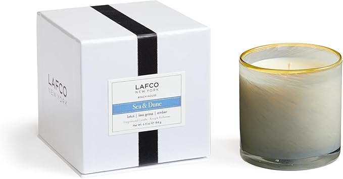 LAFCO New York Classic Candle, Sea & Dune - 6.5 oz - 50-Hour Burn Time - Reusable, Hand Blown Glass Vessel - Made in The USA