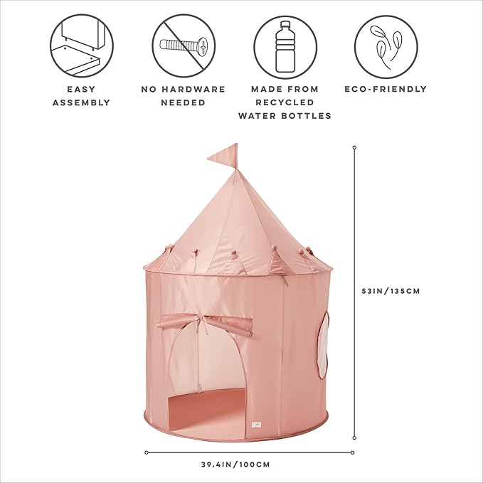 3 Sprouts Kids Play Tent - Sustainable Recycled Fabric – Fun Spacious Childs Playhouse for Indoor Games for Boys & Girls - Durable Fort Pop Up House for Toddlers & Children Age 3-10 - Pink