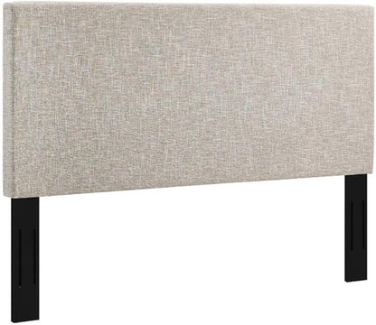 MAKLAINE Full/Queen Upholstered Linen Fabric Headboard in Beige