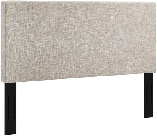 MAKLAINE Full/Queen Upholstered Linen Fabric Headboard in Beige