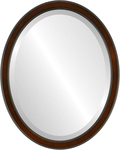 OVALCREST Oval Beveled Wall Mirror for Home Decor - Toronto Style - Walnut - 26" x 20"