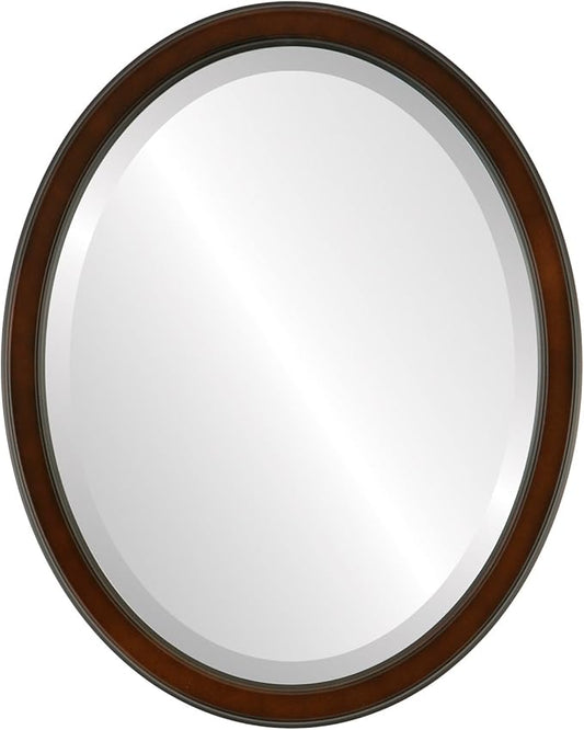 OVALCREST Oval Beveled Wall Mirror for Home Decor - Toronto Style - Walnut - 26" x 20"