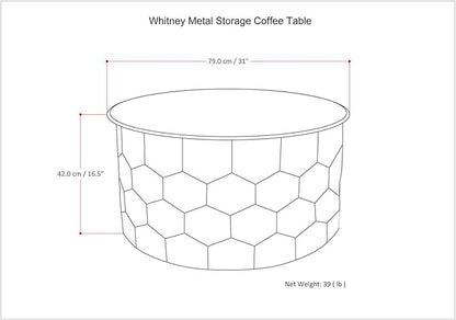 SIMPLIHOME Whitney Industrial 31 inch Wide Metal Storage Coffee Table in Antique Bronze, Fully Assembled for the Living Room and Bedroom