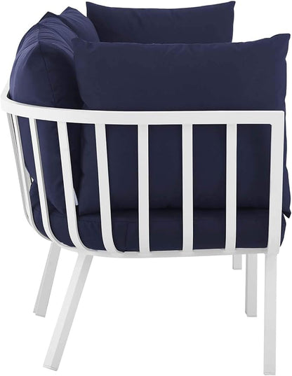 Modway Riverside Outdoor Furniture, 3-Piece Set, White Navy