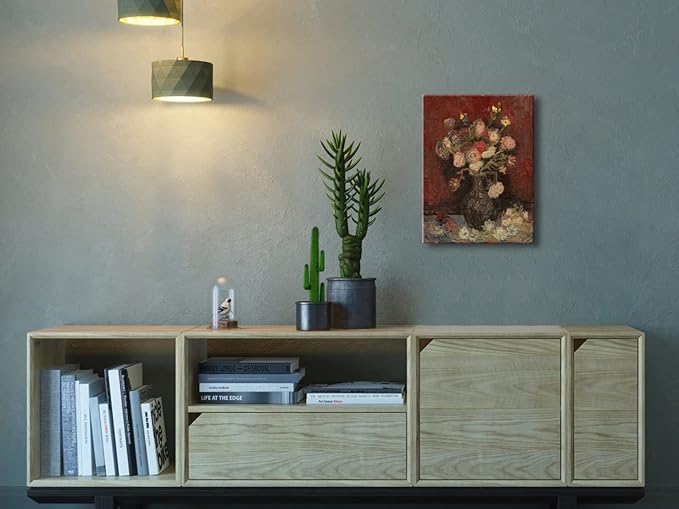Wieco Art Vase with Chinese Asters and Gladioli by Van Gogh Famous Oil Paintings Reproduction Modern Abstract HD Canvas Prints Wall Art Flowers Artwork Pictures for Bedroom Kitchen Home Decorations