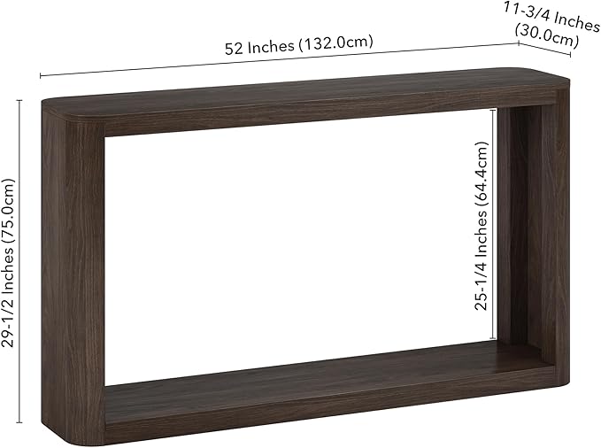 Henn&Hart 52" Wide Rectangular Console Table in Warm Brown, for Home, Living Room, Bedroom, Entertainment Room, Office