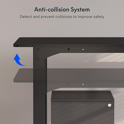 FLEXISPOT 4 Legs Standing Desk 55 x 28 Inch Electric Adjustable Height with Splice Board Home Office Sit Stand Up Desk, Black Top + Black Frame