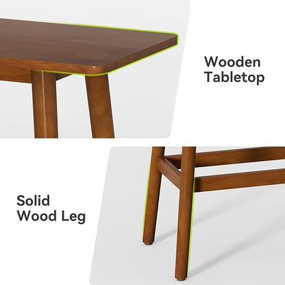 LITTLE TREE 63" Bar Table, Counter Height Table with Solid Wood Legs, Retro Long Kitchen Bar Table for Home Kitchen, Dining Room, Living Room, Bistro, Balcony,Pub (Rustic Brown)