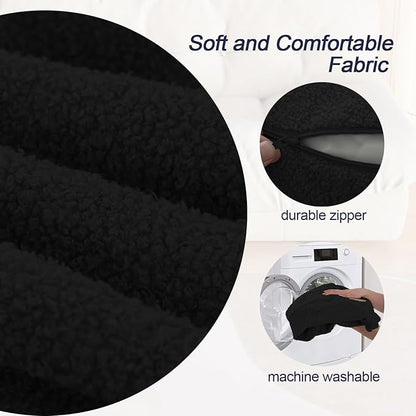 MeMoreCool Stuffed Round Pouf Ottoman Foot Rest, Floor Pouf Foot Stool with Soft Foam Chunk Filling, Small Round Ottoman Footstool Circle Footrest for Living Room, Black