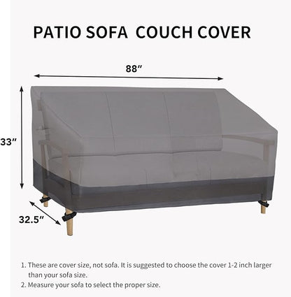 Easy-Going Outdoor Couch Cover, Heavy Duty 3-Seater Patio Sofa Cover, Windproof Outdoor Furniture Cover with Air Vent (88Wx32.5Dx33H inch,Gray/Dark Gray)