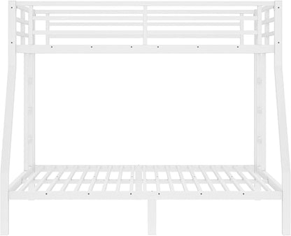 Bellemave Twin Over Full Bunk Bed for Teens, Twin Over Full Bunk Bed Frame with 2 Side Ladder and Full Length Guardrail, Easy Assemble Bunkbeds, Noise Reduced, Mattress Not Included, White