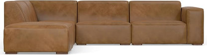 SIMPLIHOME Rex Left Corner Sectional Modular Sofa and Ottoman Set in Full-Grain Genuine Leather, Sienna, 116-inch-wide L-Shaped Leather Sofa and Matching 34-inch-Wide Table Ottoman for Living Room