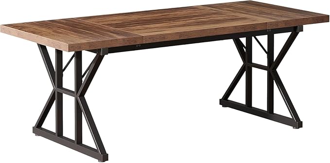 Tribesigns 70.86-Inch Large Executive Desk, Industrial Home Office Computer Desk, Simple Long Writing Study Table Business Furniture (Brown/Black)