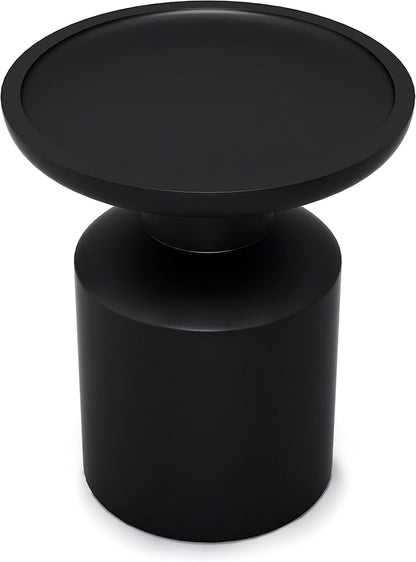 SIMPLIHOME Haynes End Table - 16 inch Wide Solid Mango Wood Round Accent Table with Sculptural Pedestal Base in Black, Boho Nightstand or Lamp Stand for Living Room or Bedroom, Assembled