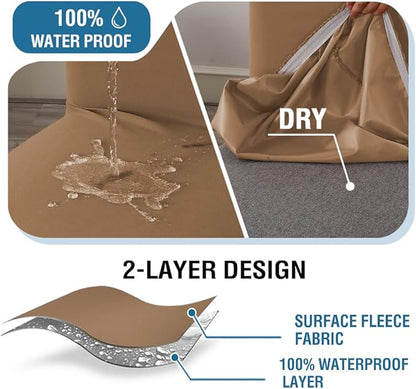 H.VERSAILTEX 100% Waterproof Bar Stool Cover Stretch Counter Stool Pub Chair Slipcover for Dining Room Removable Soft Thick Solid Fleece Fabric Bar Stool Slipcovers Set of 4, Sand